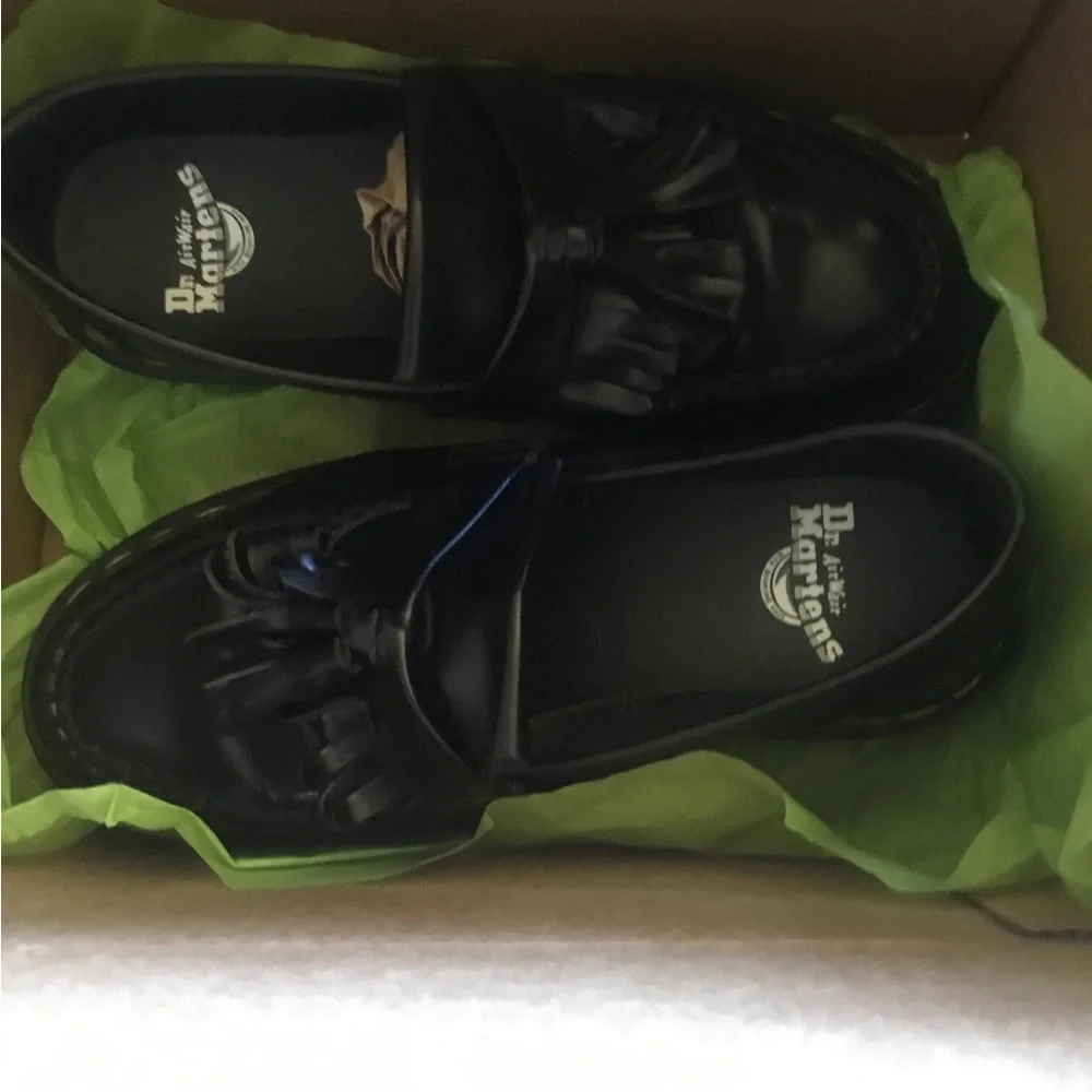 Dr. Martens  8053 Quad Black Patent Leather Platform Derby with Yellow Stitching